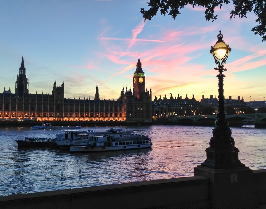 Sunset over Parliament, London